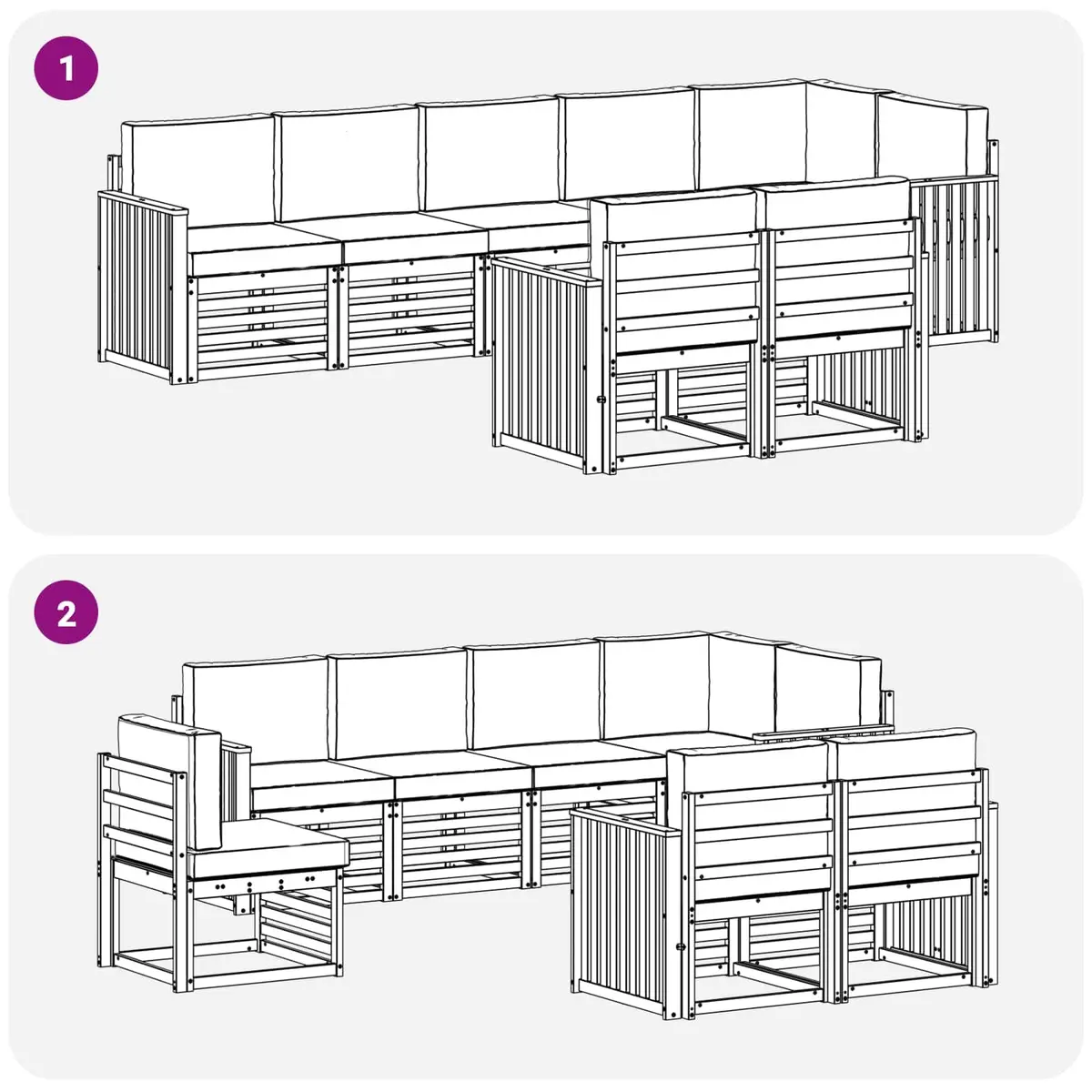 Outdoor Sofa Set Solid Acacia Wood 8 Piece Natural Anthracite Modular Garden Furniture