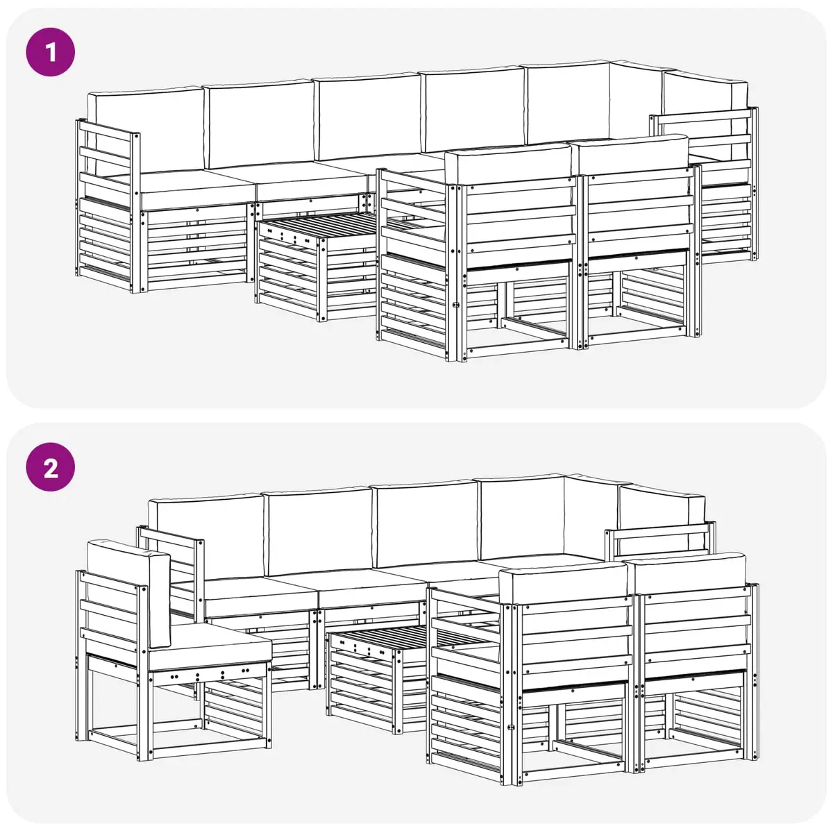 9 Piece Modular Outdoor Sectional Sofa Set