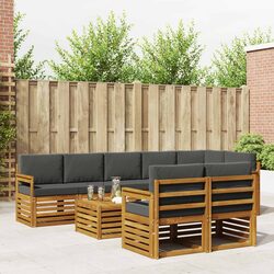 Modular 9-Piece Outdoor Sectional Sofa Set in Natural Anthracite
