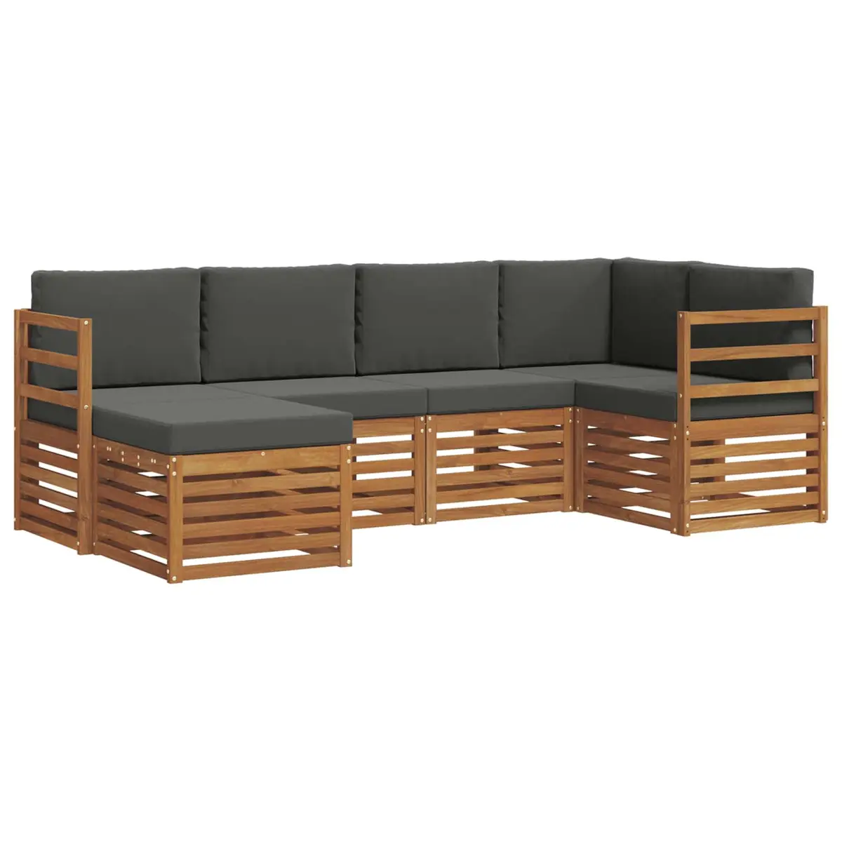 6-Piece Outdoor Modular Sofa Set in Natural Anthracite
