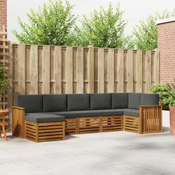 7-Piece Natural Anthracite Sectional Sofa Set for Outdoors