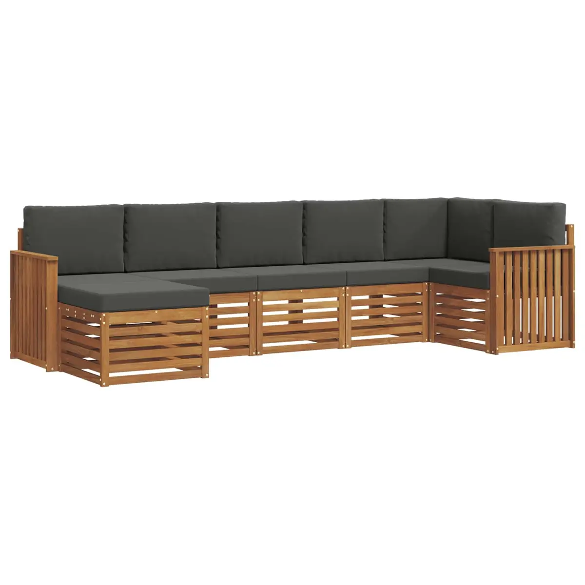 Sectional Sofa Set Solid Acacia Wood 7 Pieces Natural Anthracite Outdoor Garden Furniture Modular