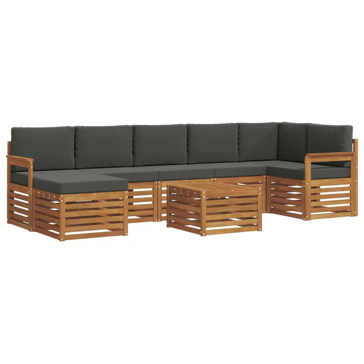 Outdoor Sofa Set 8 Pieces Garden Furniture Solid Acacia Wood Natural Brown