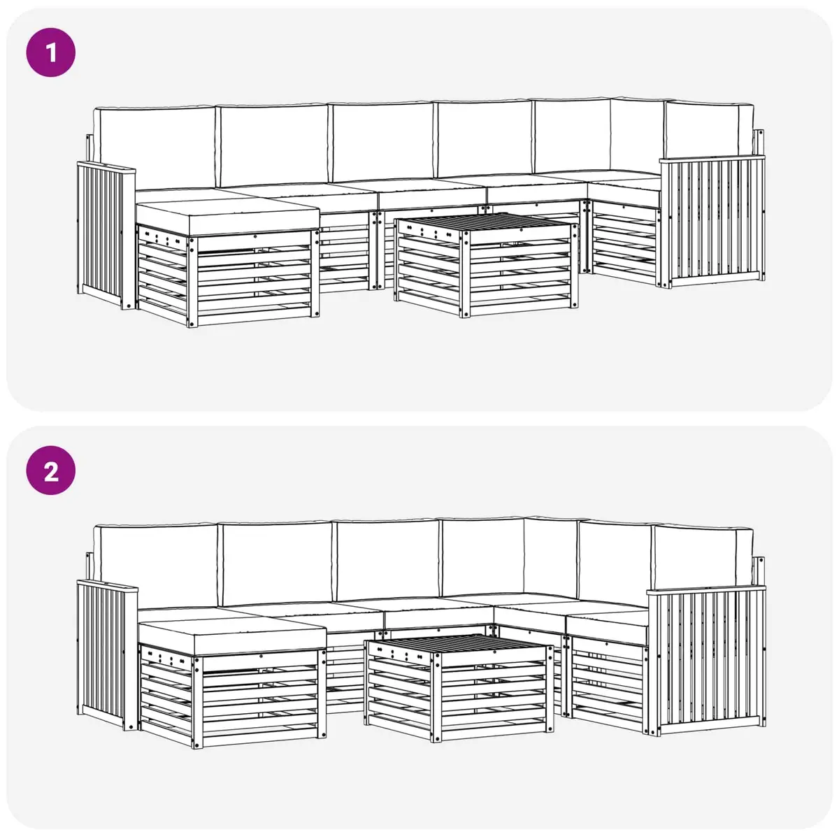 8-Piece Modular Outdoor Sofa Set for Gardens