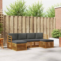 6 Piece Acacia Wood Outdoor Sofa Set in Natural Brown