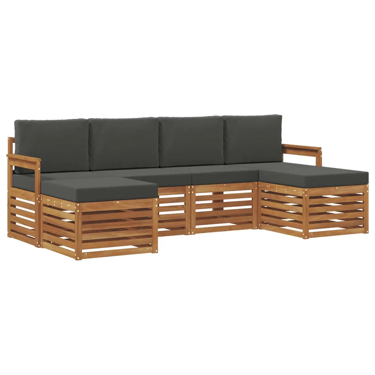 6-Piece Outdoor Sofa Set with Solid Acacia Wood