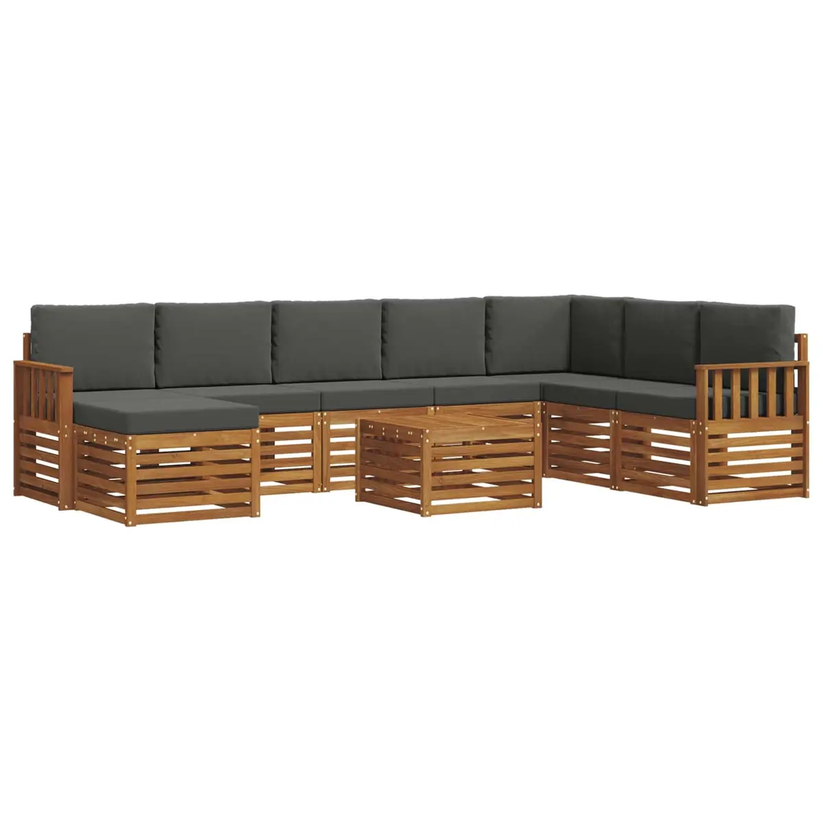 Outdoor Sofa Set Solid Acacia Wood 9 Piece Brown