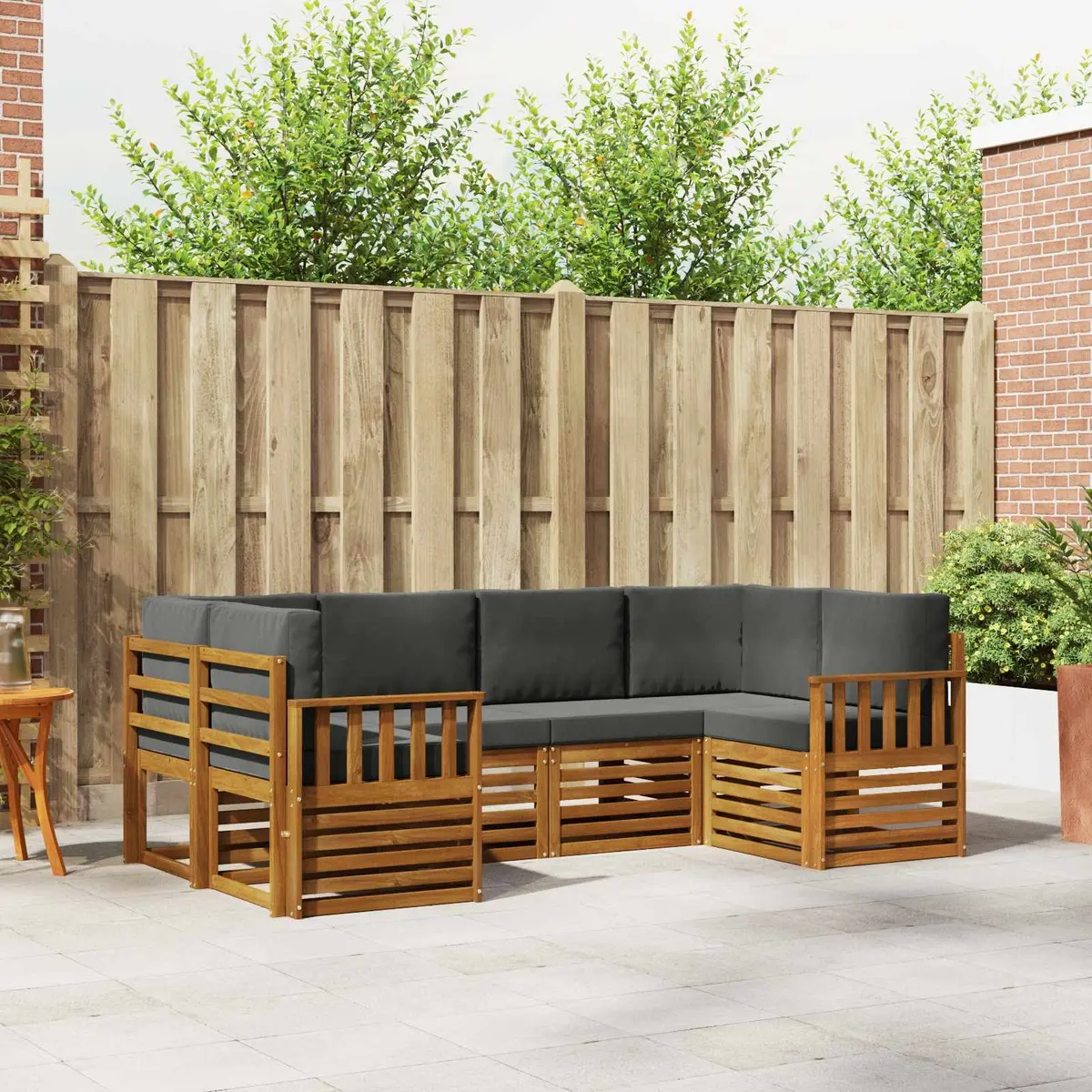 Outdoor Sectional Sofa Set 6 Pieces Garden Furniture Modular Lounge Brown