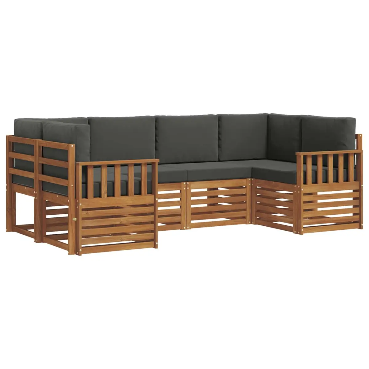 Outdoor Sectional Sofa Set 6 Pieces Garden Furniture Modular Lounge Brown