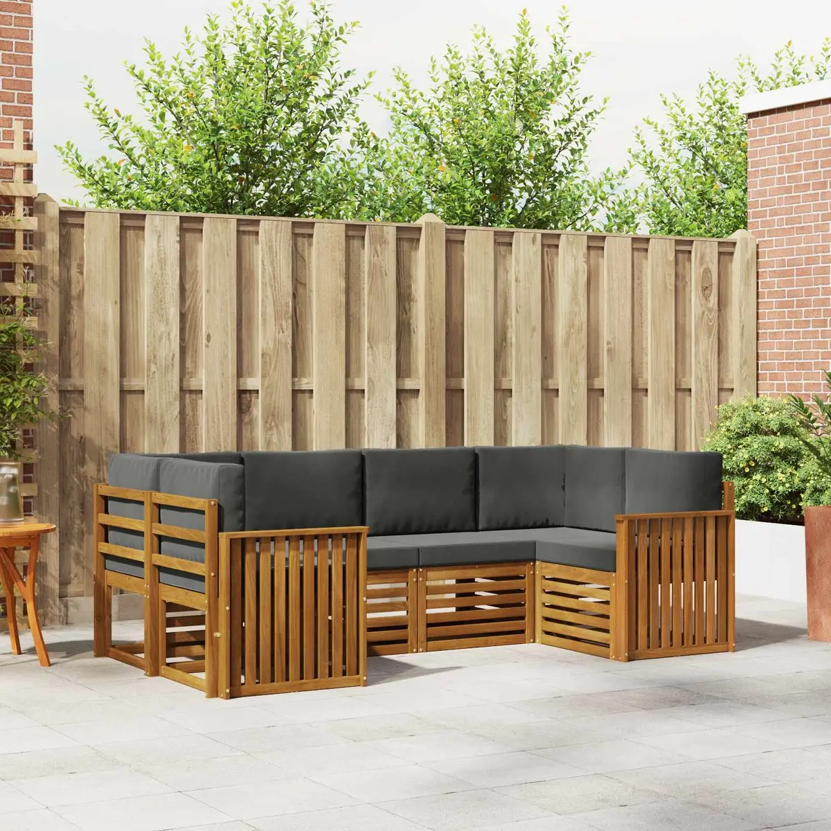 6-Piece Modular Outdoor Sectional Sofa Set in Brown
