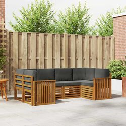 6-Piece Modular Outdoor Sectional Sofa Set in Brown