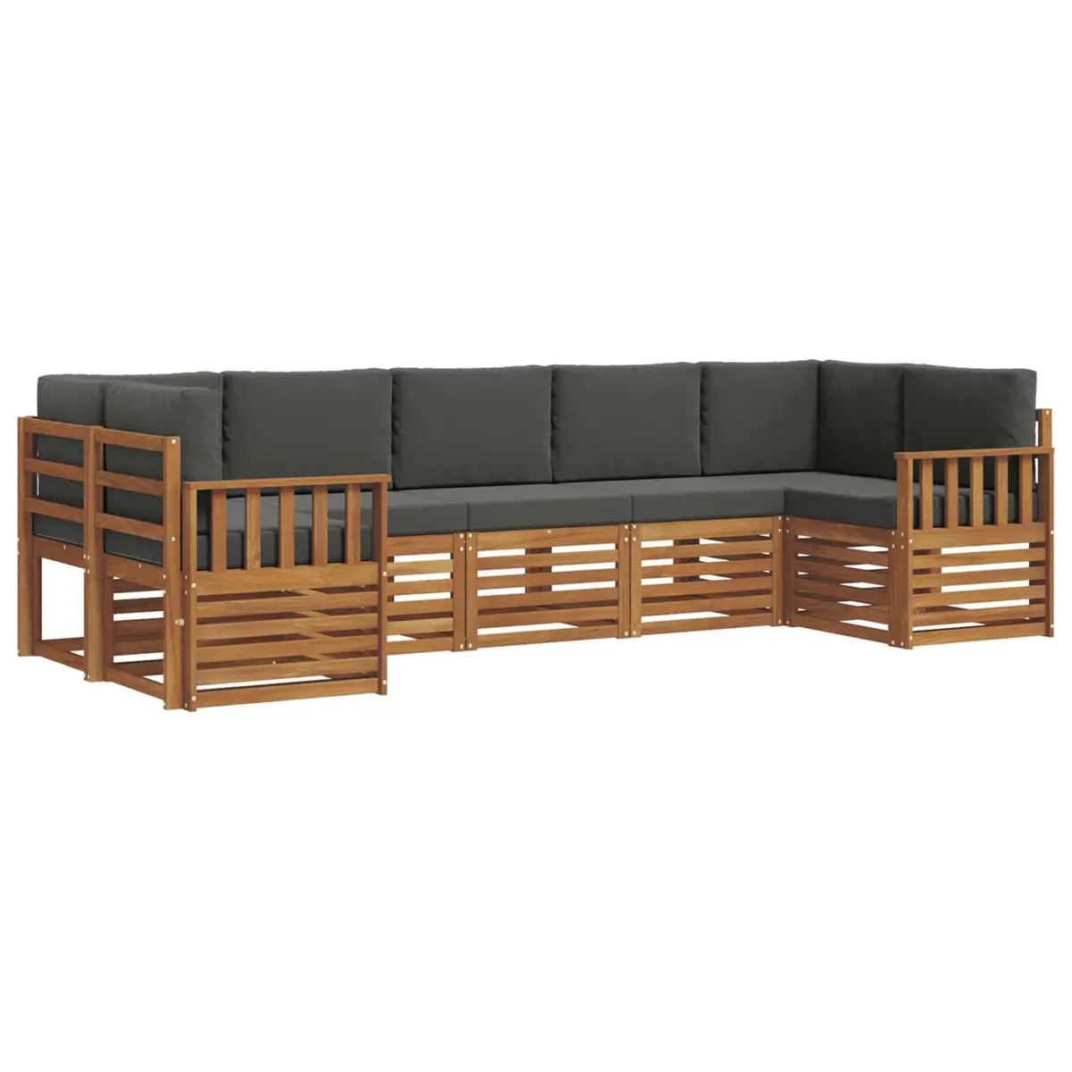 Outdoor Sectional Sofa Set Solid Acacia Wood 7 Piece Modular Brown