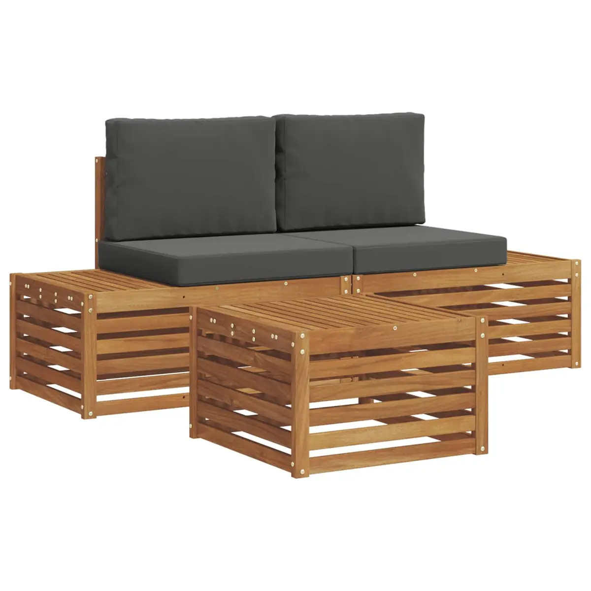 Outdoor Sectional Sofa Set Modern Garden Furniture Patio Seating Wood Natural