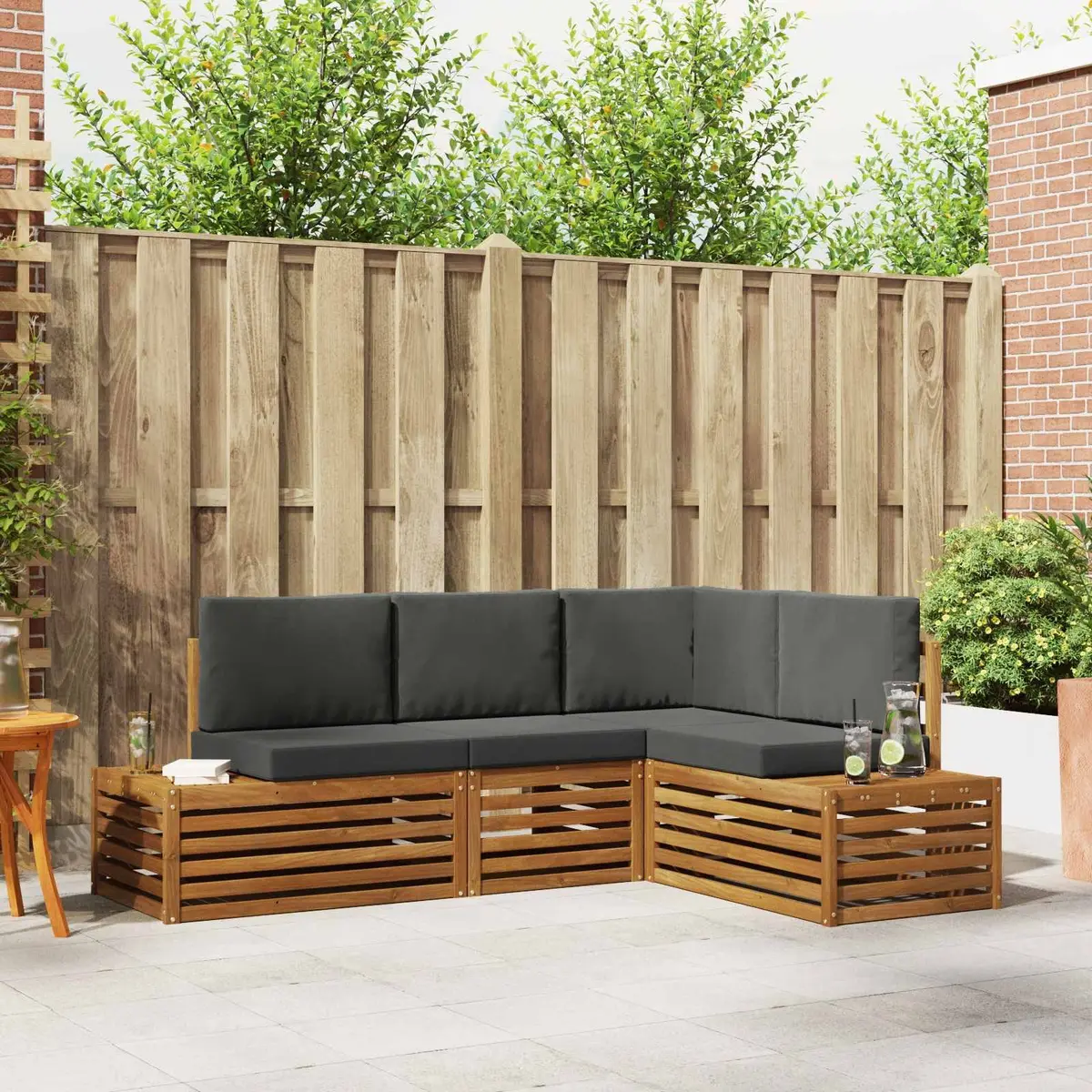 4-Piece Outdoor Sectional Sofa Set with Cushions