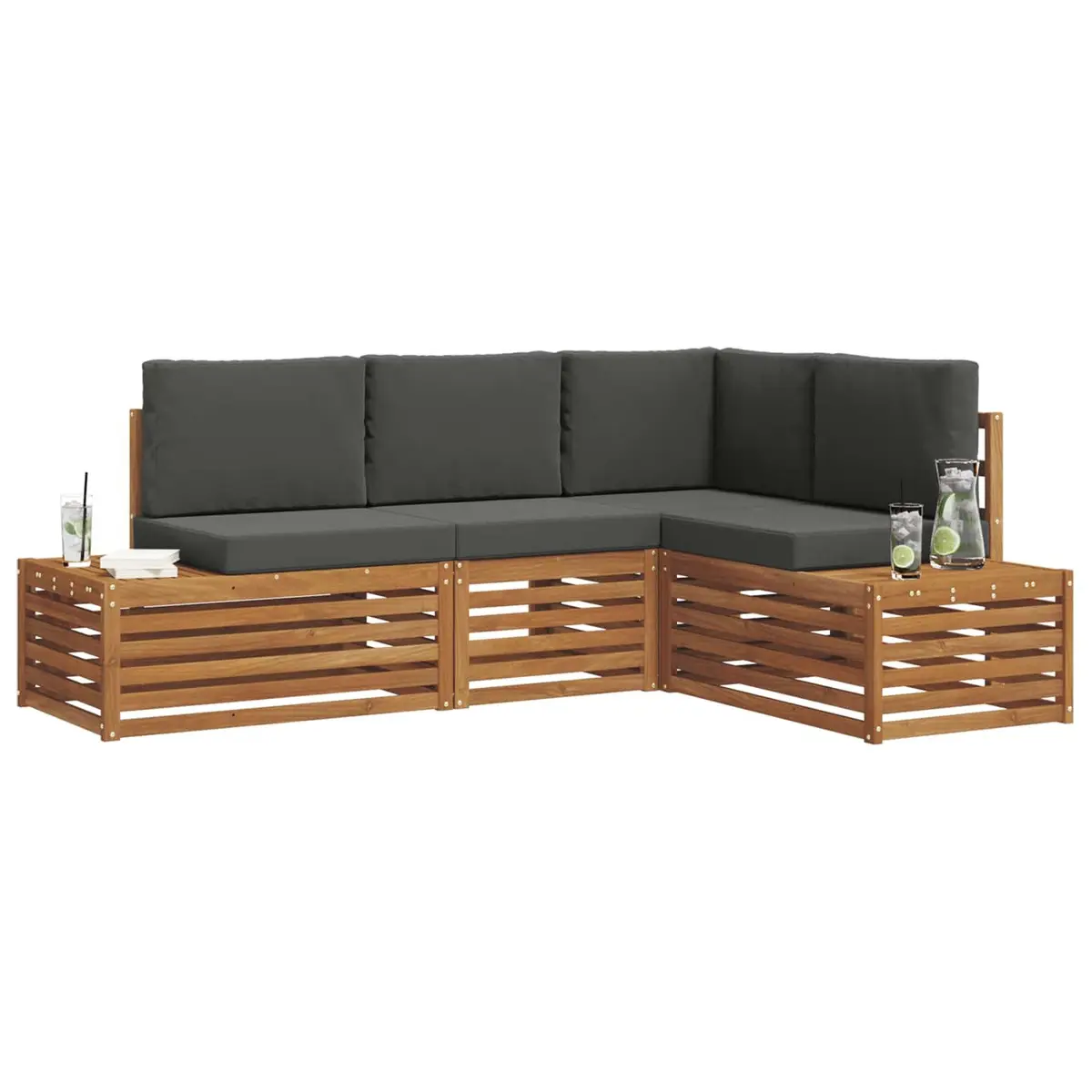 4-Piece Outdoor Sectional Sofa Set with Cushions