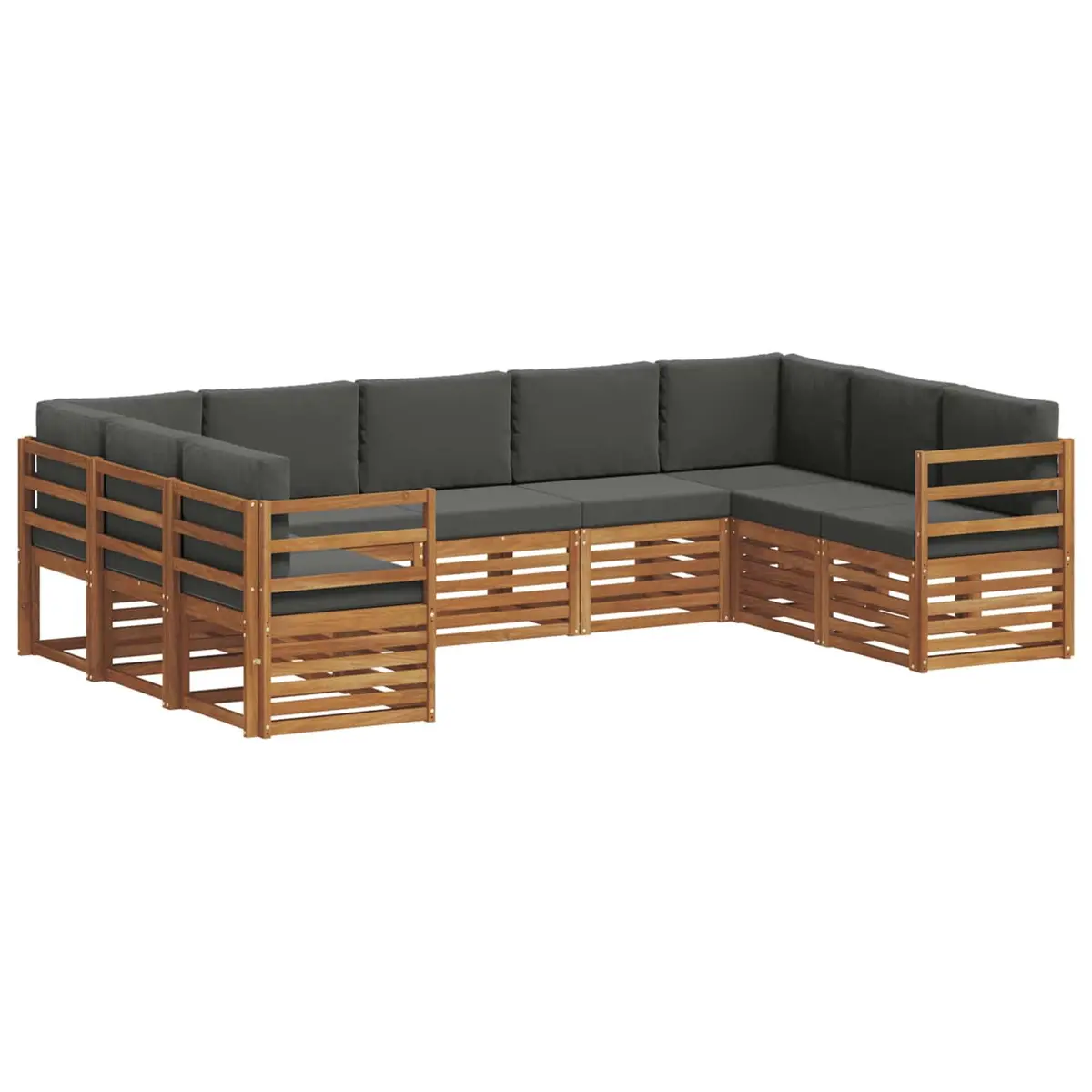 9-Pc Brown Acacia Outdoor Sectional Sofa Set