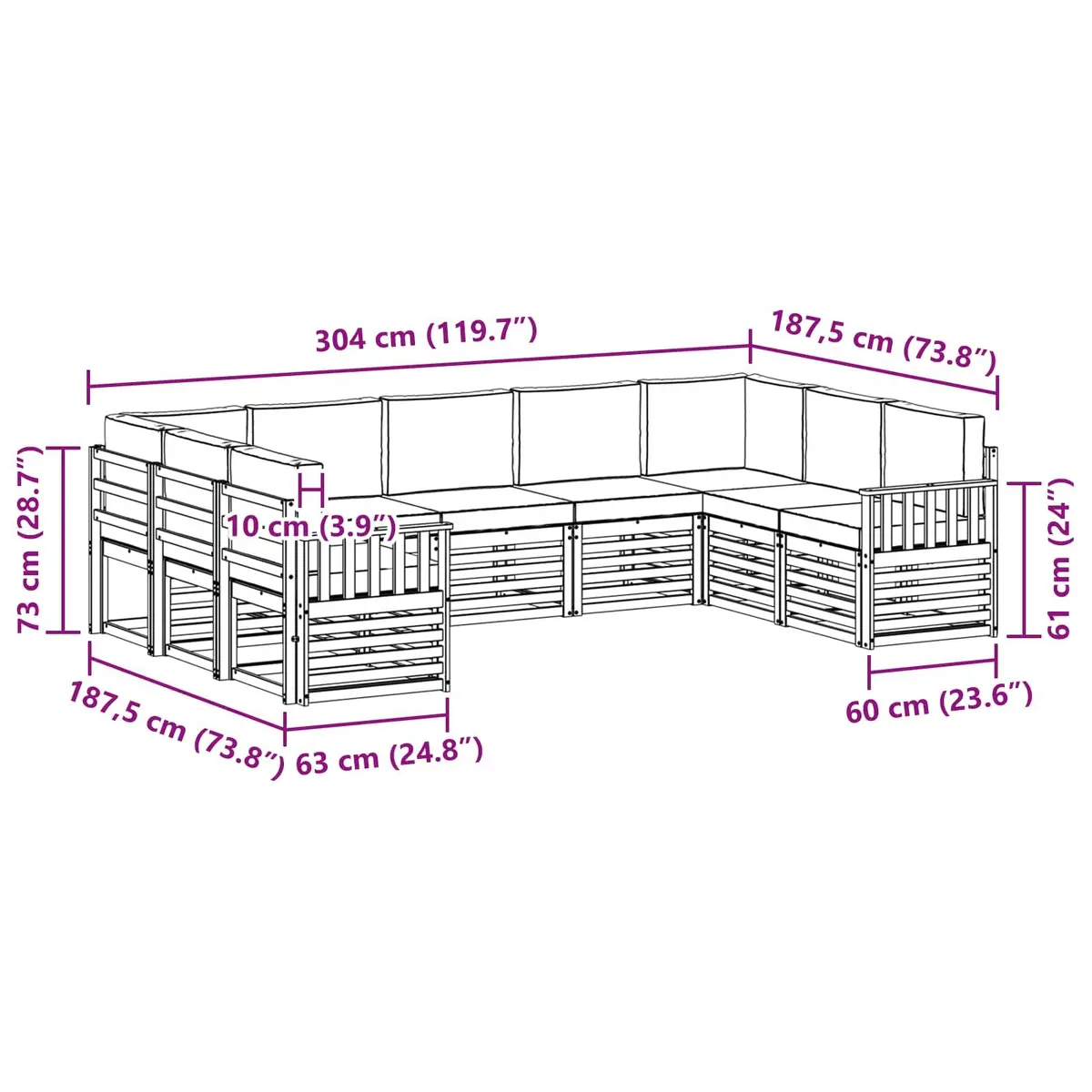 9-Piece Sectional Sofa Set for Outdoor Use