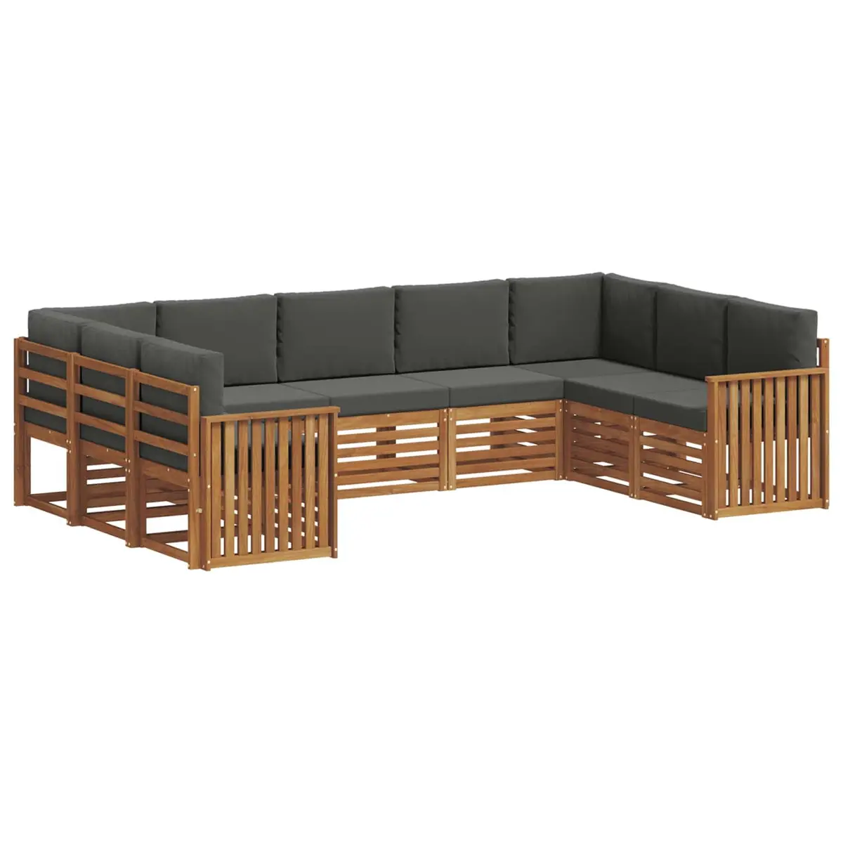 Outdoor Sectional Sofa Set Acacia Wood 9 Piece Modular Natural