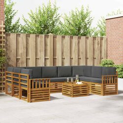 10-Piece Garden Lounge Sofa Set in Solid Acacia Wood
