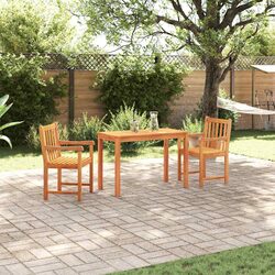 Solid Acacia Wood Garden Dining Set with Two Chairs
