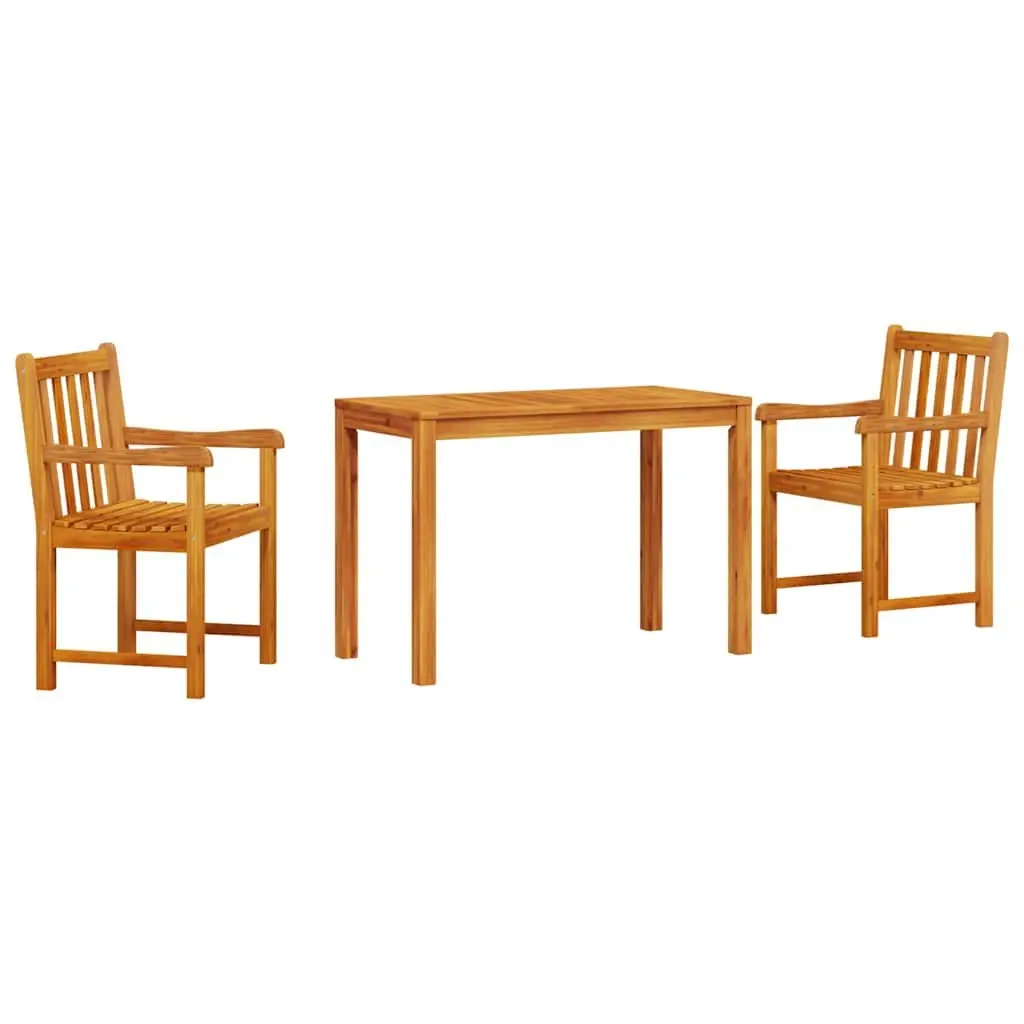 Solid Acacia Wood Garden Dining Set with Two Chairs