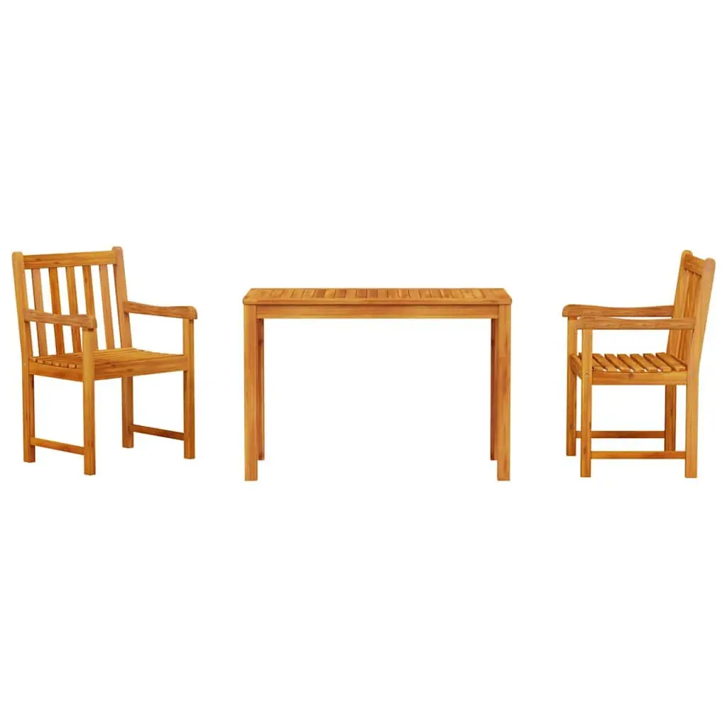 Solid Acacia Wood Garden Dining Set with Two Chairs