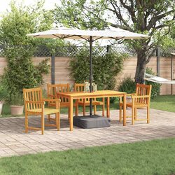 5-Piece Rustic Brown Acacia Wood Garden Dining Set