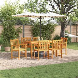 7-Piece Brown Wood Garden Dining Set for Outdoor Spaces
