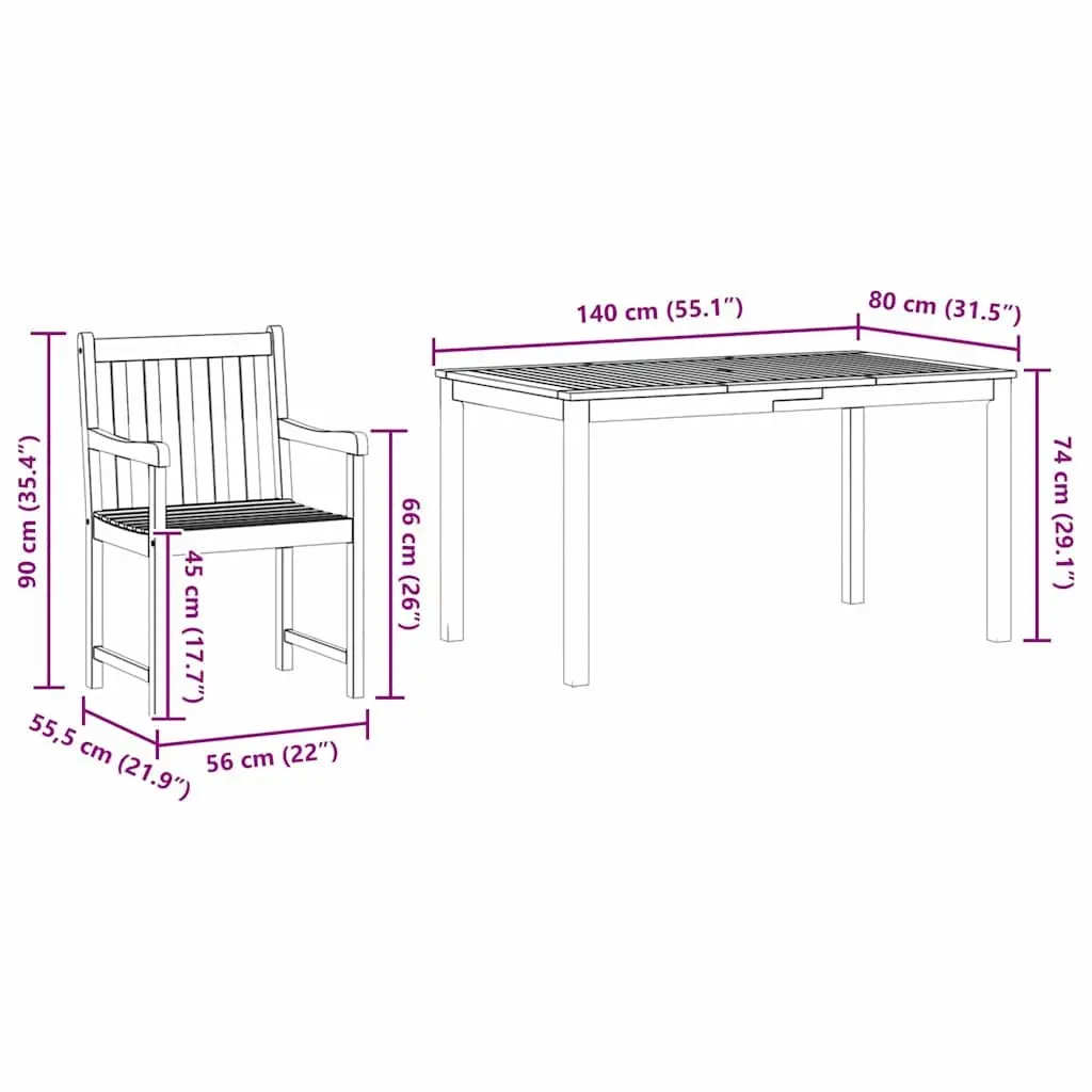7-Piece Brown Wood Garden Dining Set for Outdoor Spaces