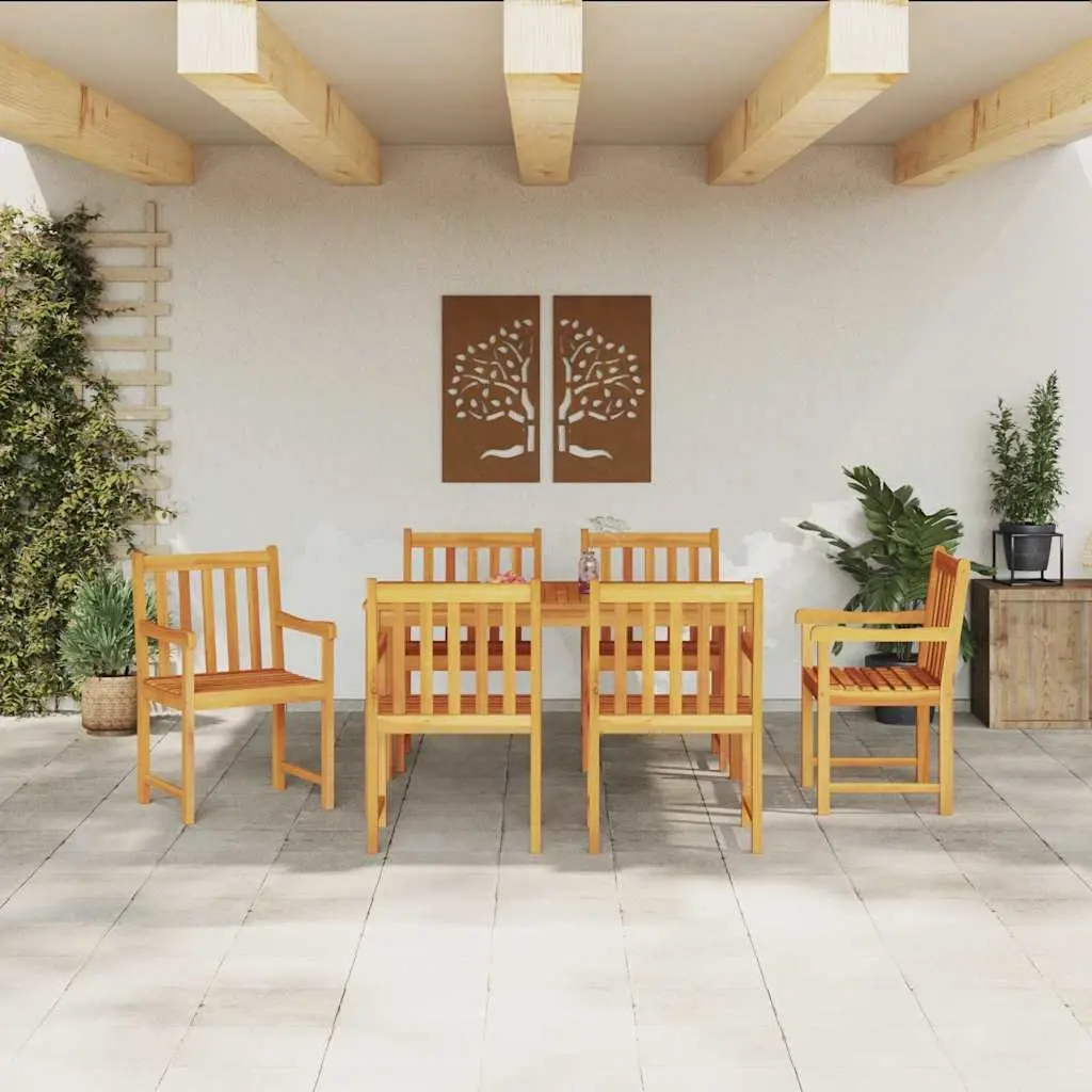 7-Piece Brown Wood Garden Dining Set for Outdoor Spaces