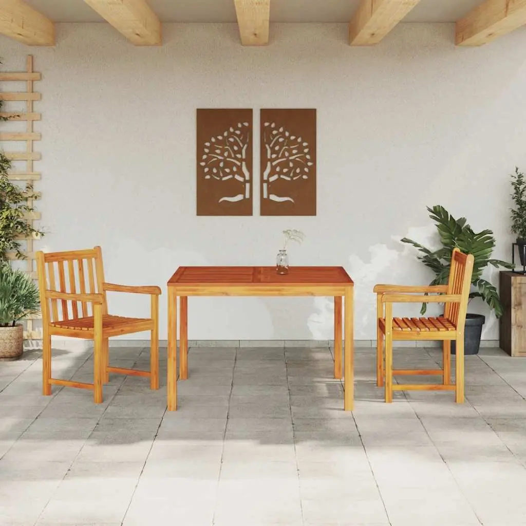 Solid Acacia Wood Garden Dining Set 3-Piece Brown