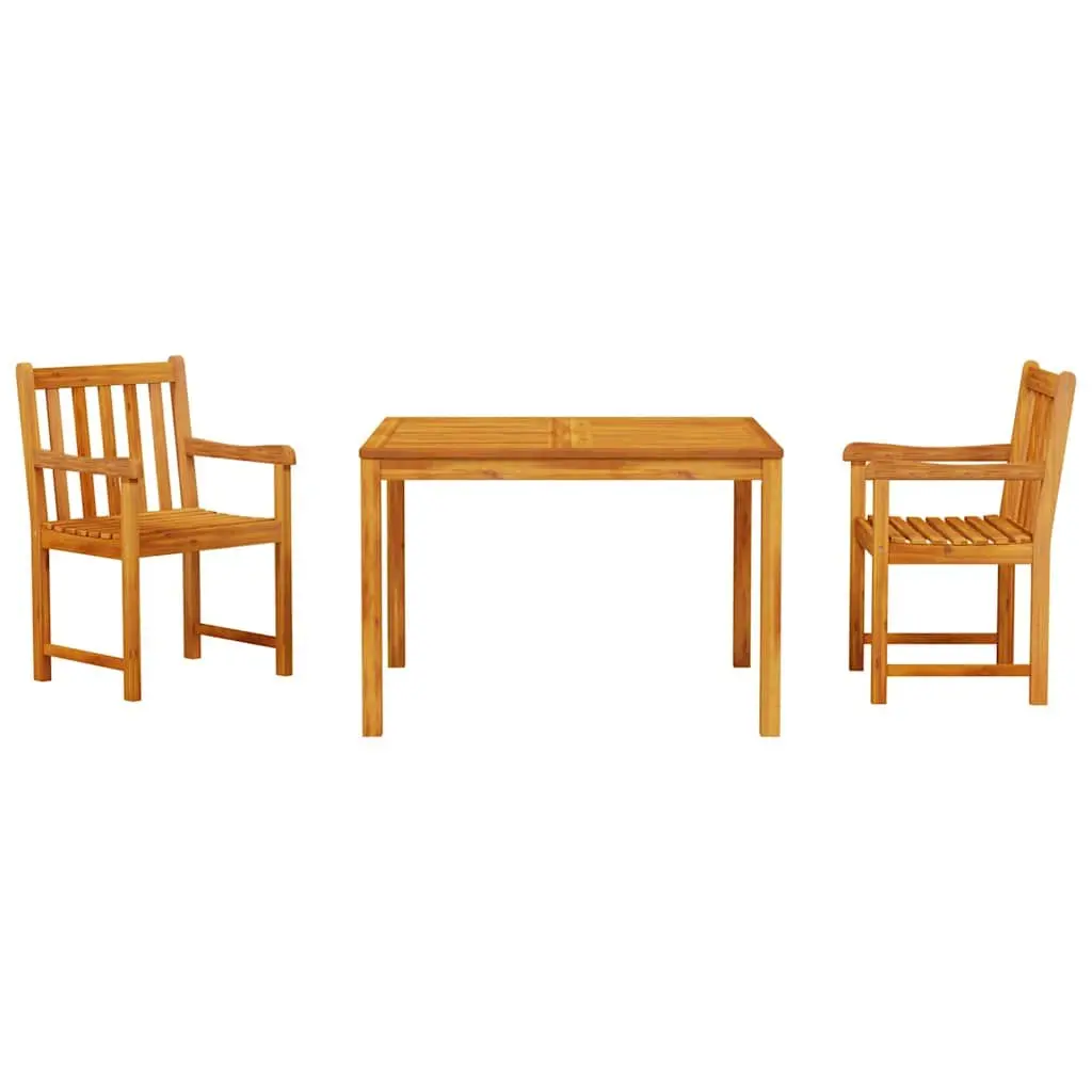 Solid Acacia Wood Garden Dining Set 3-Piece Brown