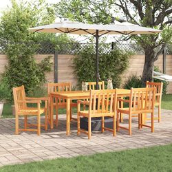 Sturdy 7-Piece Garden Dining Set in Brown Acacia Wood