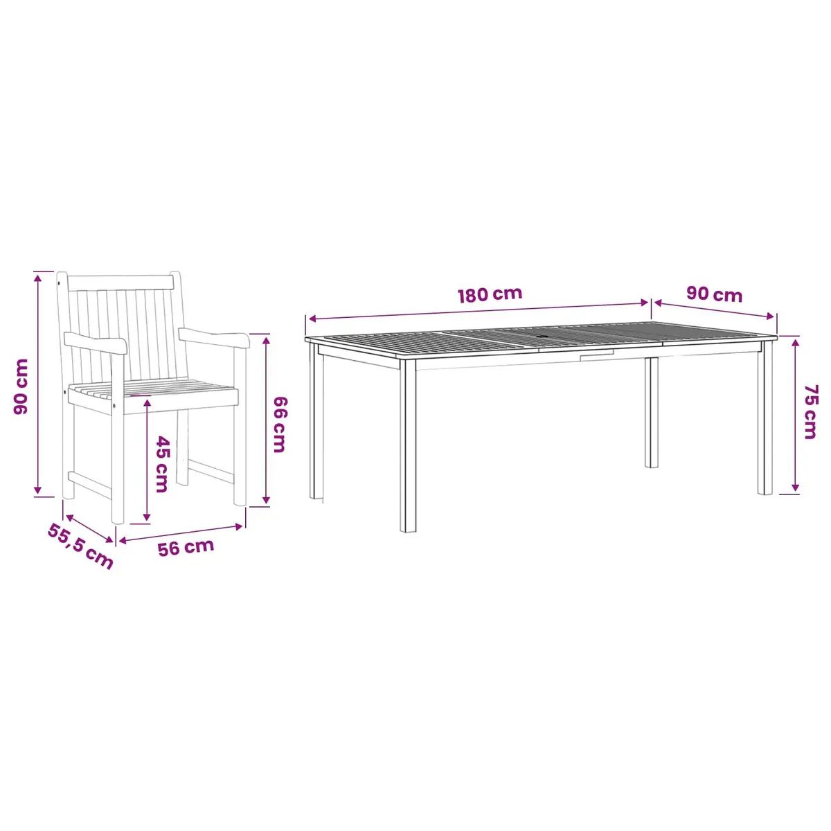 7-Piece Garden Dining Set in Brown Acacia Wood
