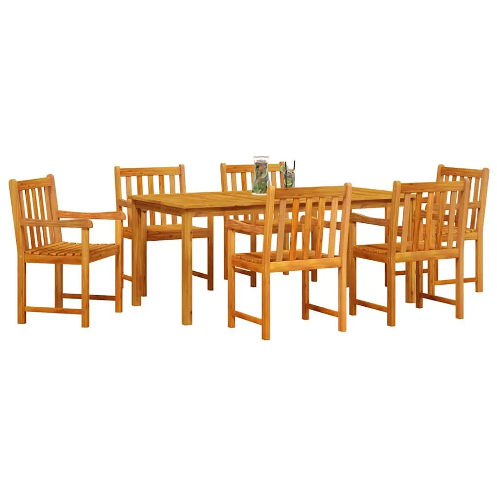 7-Piece Garden Dining Set in Brown Acacia Wood