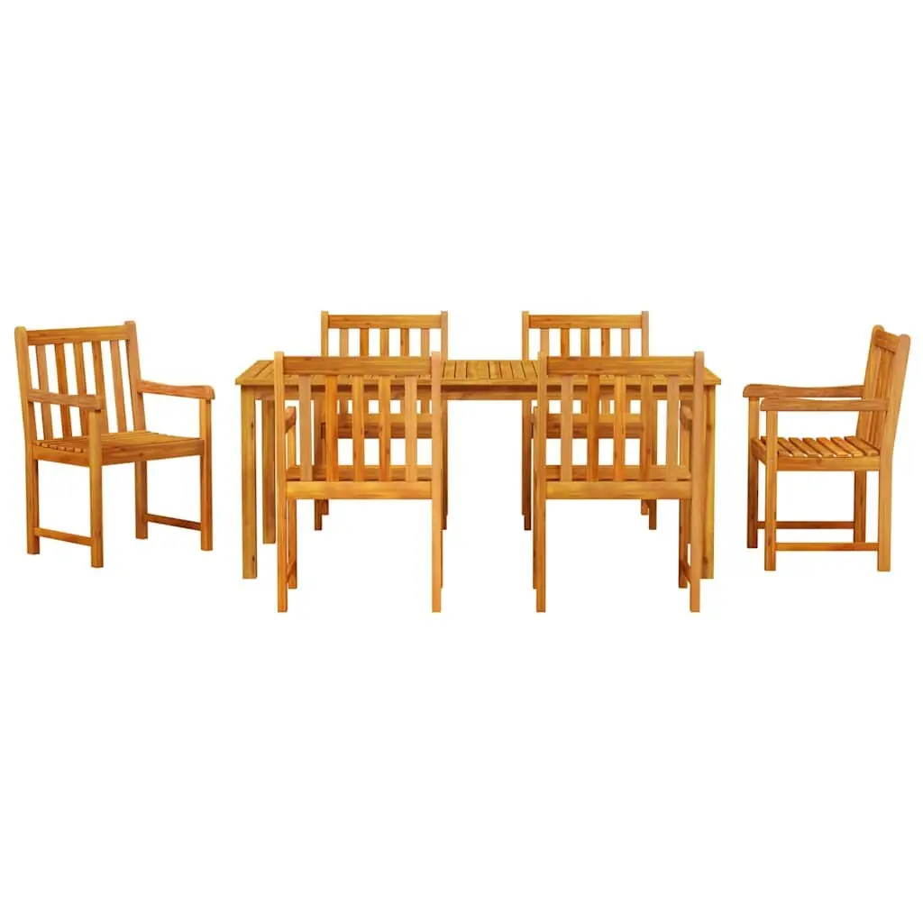 7-Piece Garden Dining Set in Brown Acacia Wood