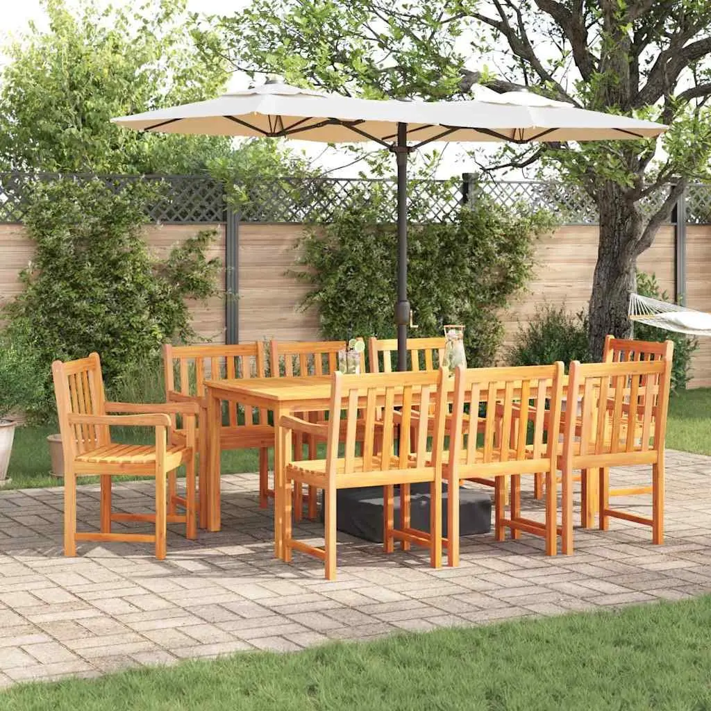 9-Piece Garden Dining Set in Brown Acacia Wood