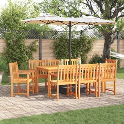 9-Piece Garden Dining Set in Brown Acacia Wood