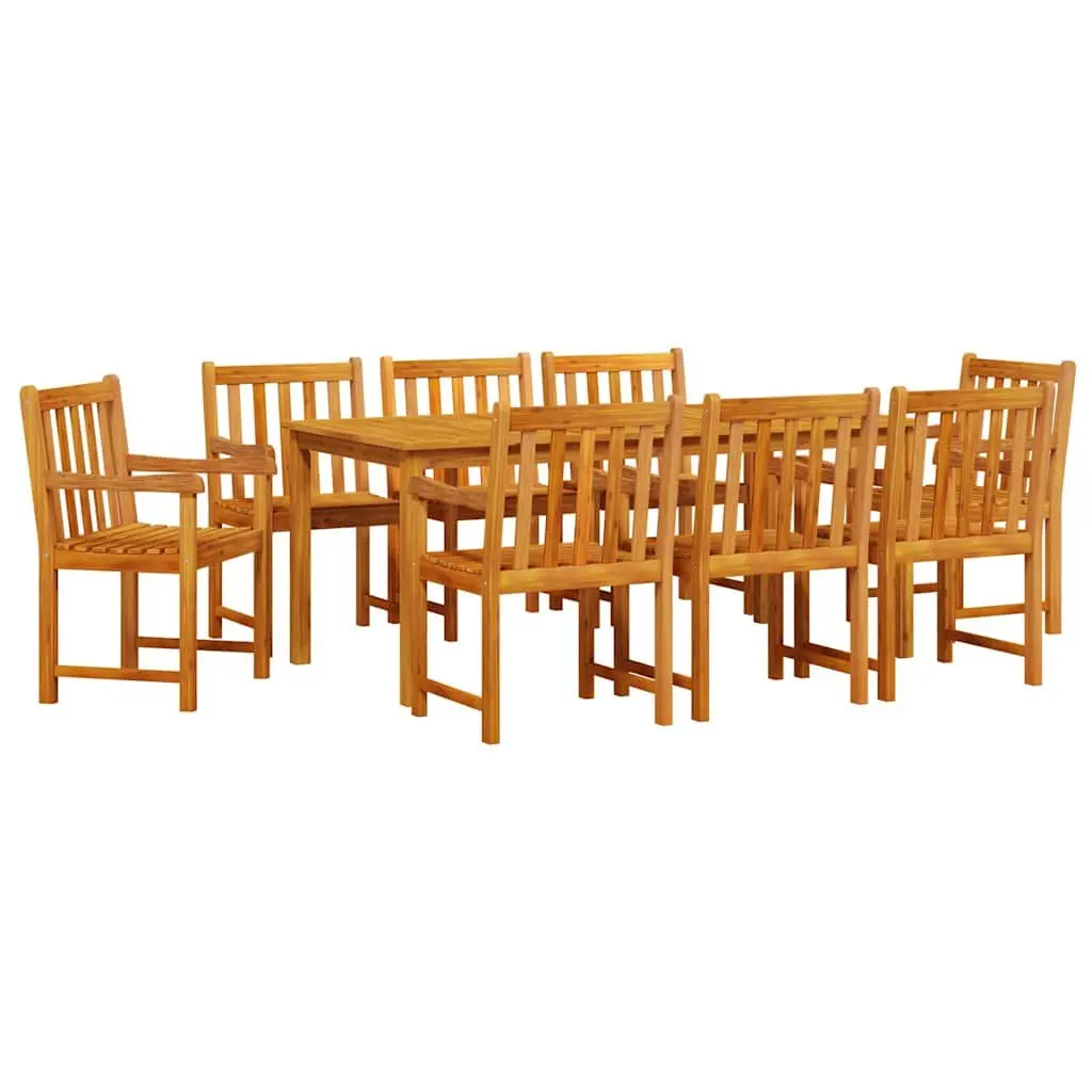 9-Piece Garden Dining Set in Brown Acacia Wood