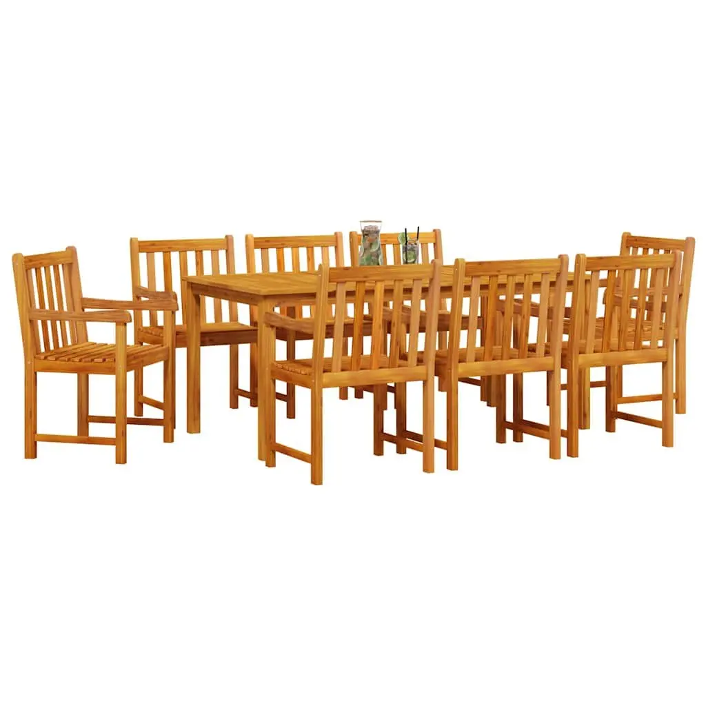 9-Piece Garden Dining Set in Brown Acacia Wood