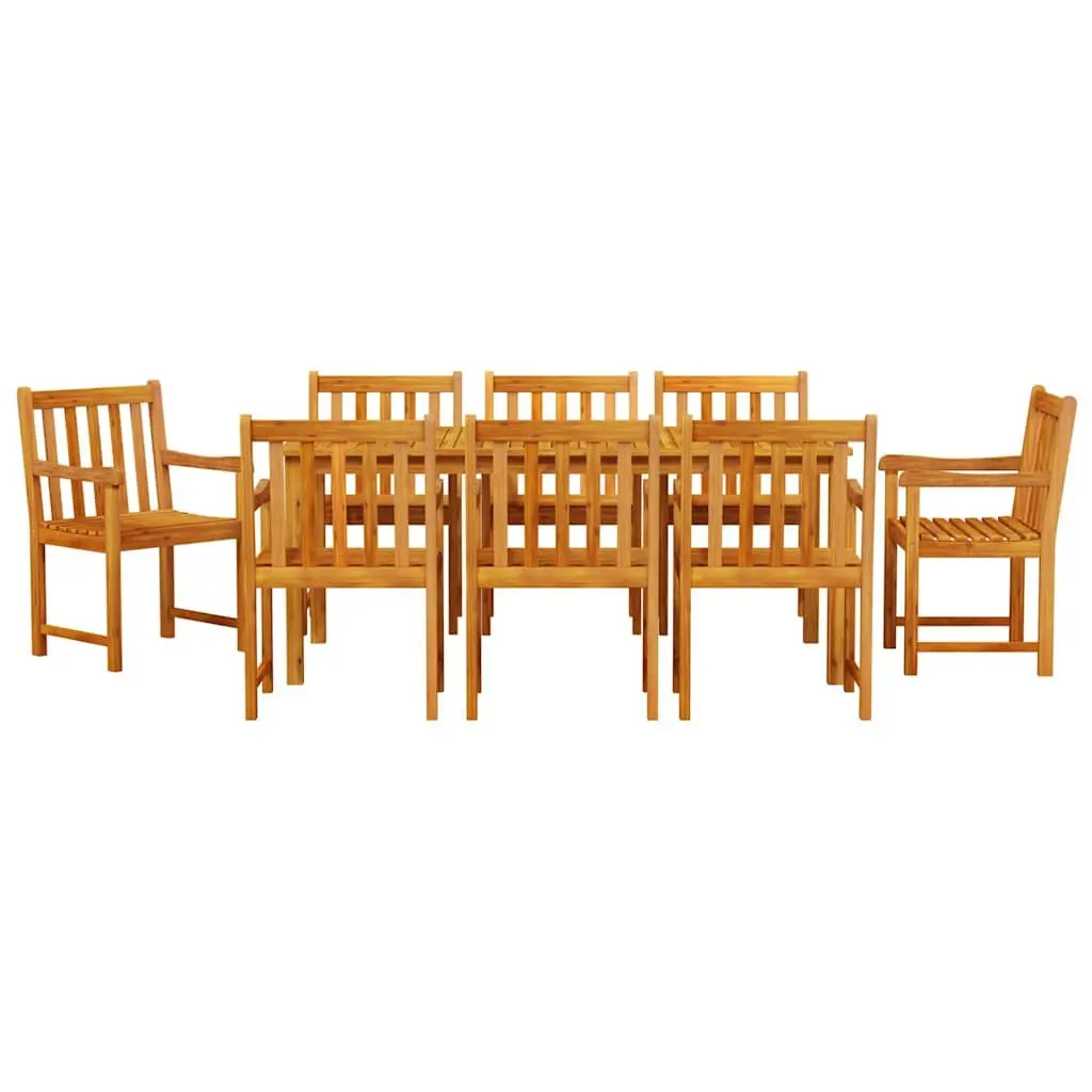 9-Piece Garden Dining Set in Brown Acacia Wood