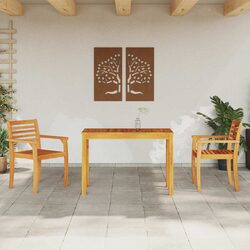 3-Piece Brown Acacia Wood Outdoor Dining Set