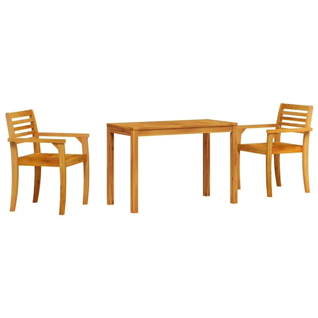 Garden Dining Set Solid Acacia Wood 3 Pieces Brown