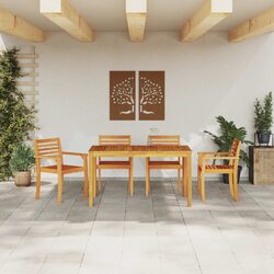 5 Piece Outdoor Patio Dining Set in Rustic Brown Acacia