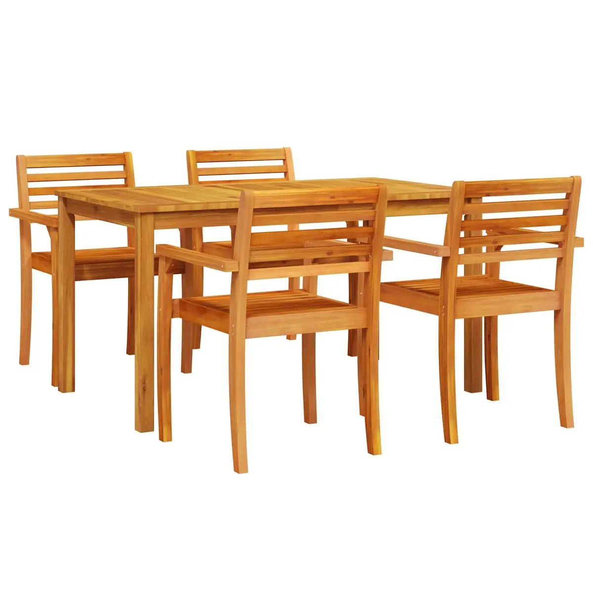 Garden Dining Set Acacia Wood 5 Piece Brown Rustic Table Chairs