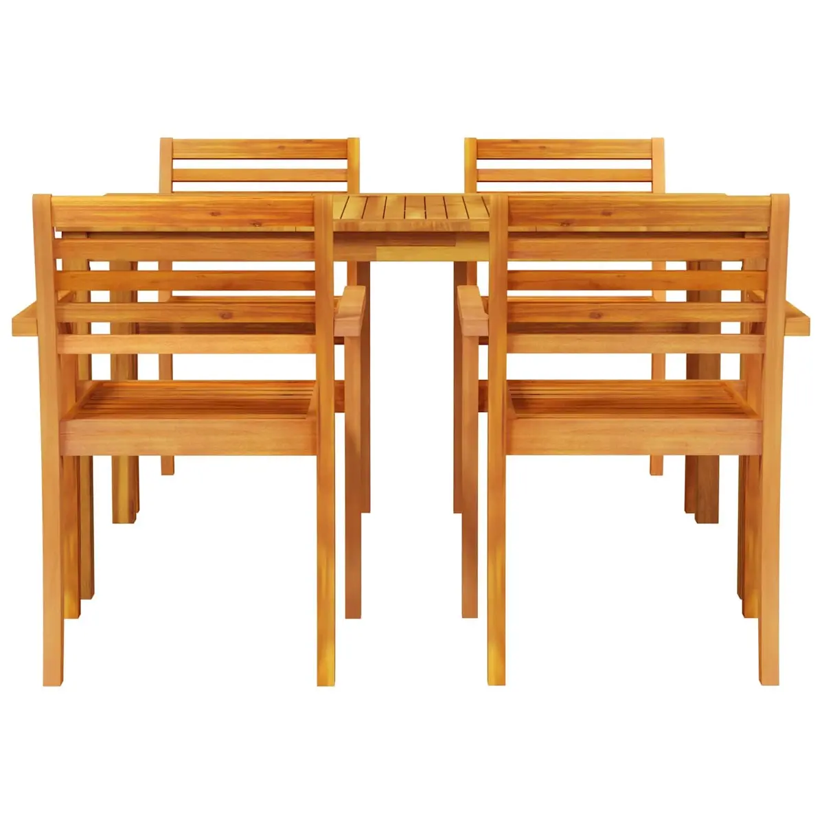 Garden Dining Set Acacia Wood 5 Piece Brown Rustic Table Chairs