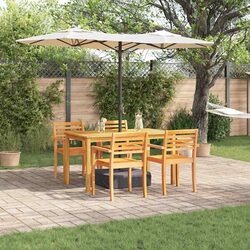 5-Piece Brown Acacia Wood Garden Dining Set