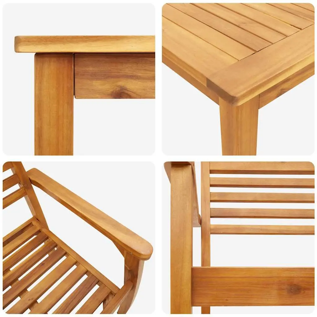7-Piece Brown Solid Acacia Wood Garden Dining Set