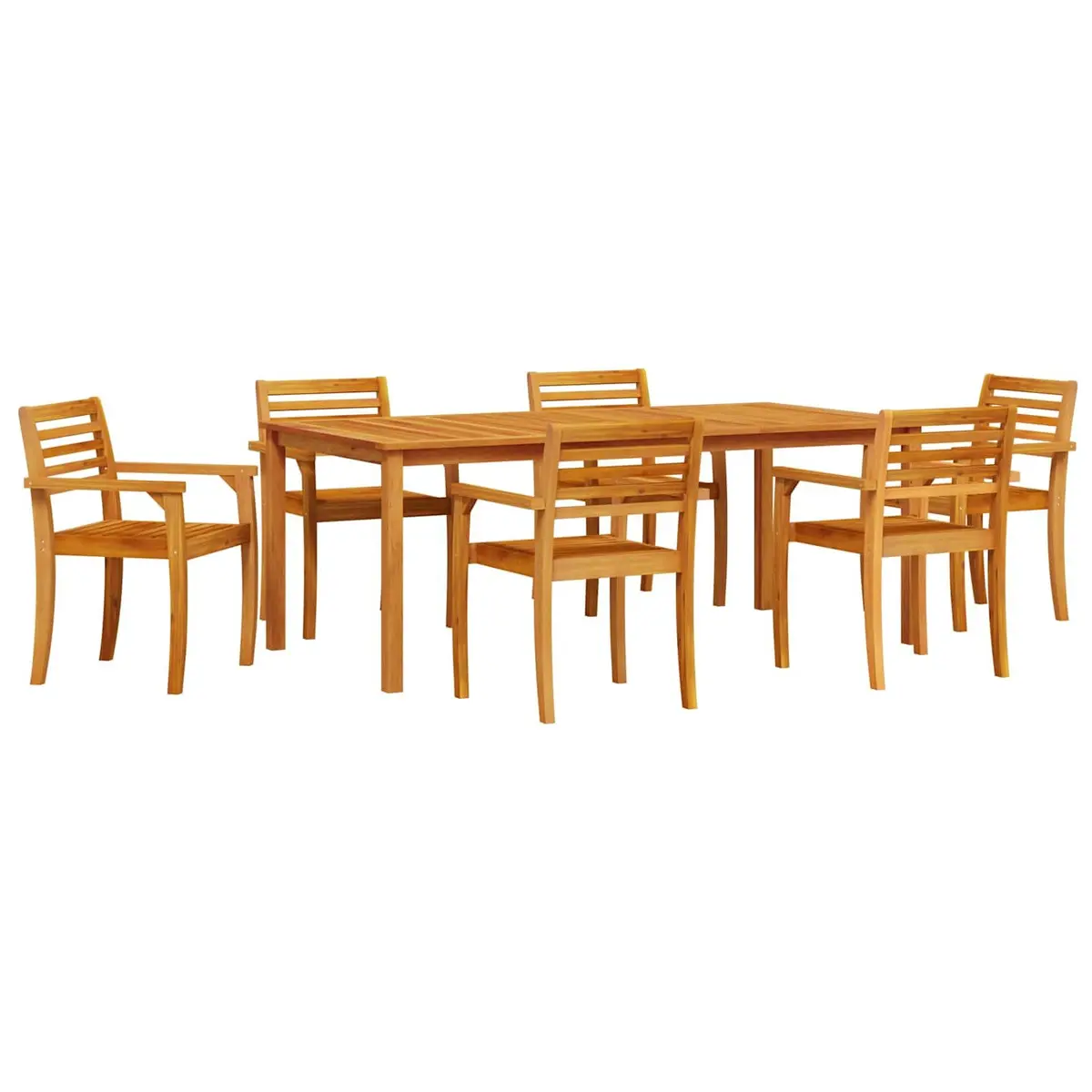 Garden Dining Set Solid Acacia Wood 7 Piece Brown Outdoor Furniture Patio Table