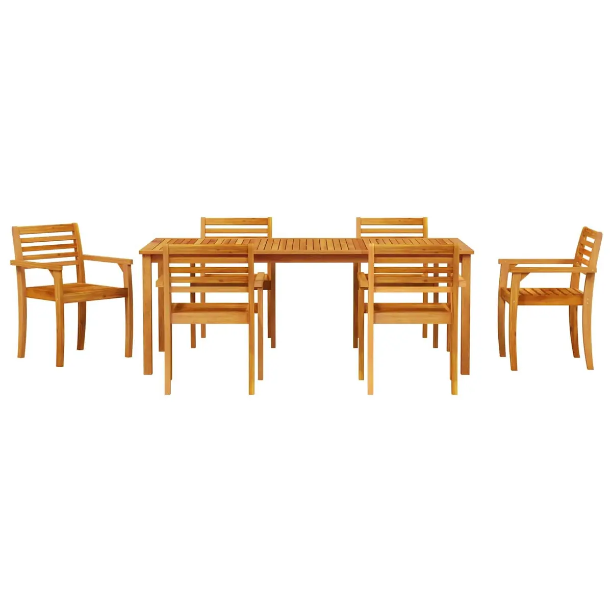 Garden Dining Set Solid Acacia Wood 7 Piece Brown Outdoor Furniture Patio Table
